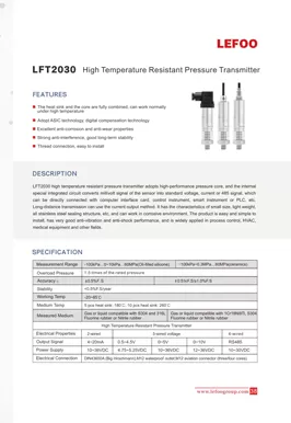 LEFOO LFT2030 Hoch temperatur beständiger Druck Sender