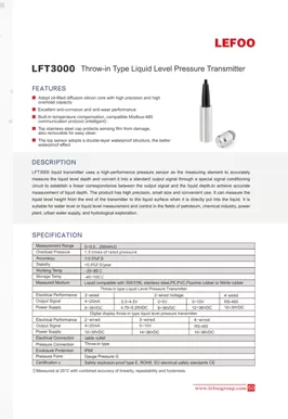 LEFOO LFT3000 Tauch-Level-Transmitter