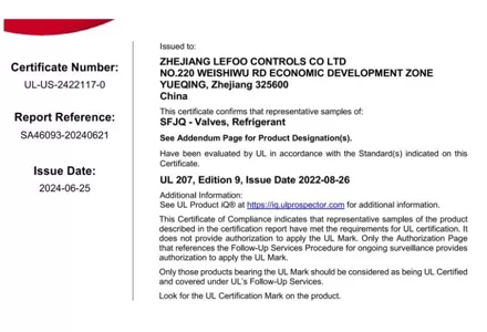 UL-Zertifizierung erreicht!! ! ------ Kühlkugel ventile LFBV und LFSG Serie Sight Gläser